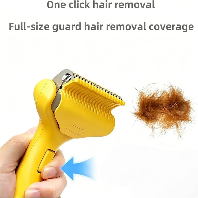 Undercoat Rake for Dogs & Cats, Deshedding Brush for Long haired Pets,Cat Brush for Shedding with Release Button,Best Dematting Comb&Deshedding Tool for Grooming (Lemon Yellow)
