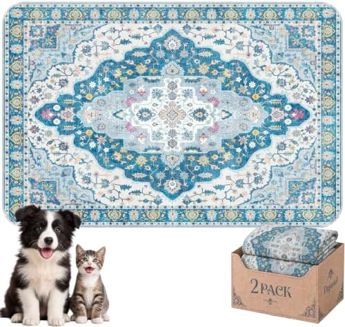 Washable Pee Pads for Dogs,Super Absorbent Reusable Puppy Potty Training Pads,Waterproof,Leak-Proof & Non-Slip Potty Pads for Floor,Whelping,Crates,Bed(Indigo Sky, 24"x36")