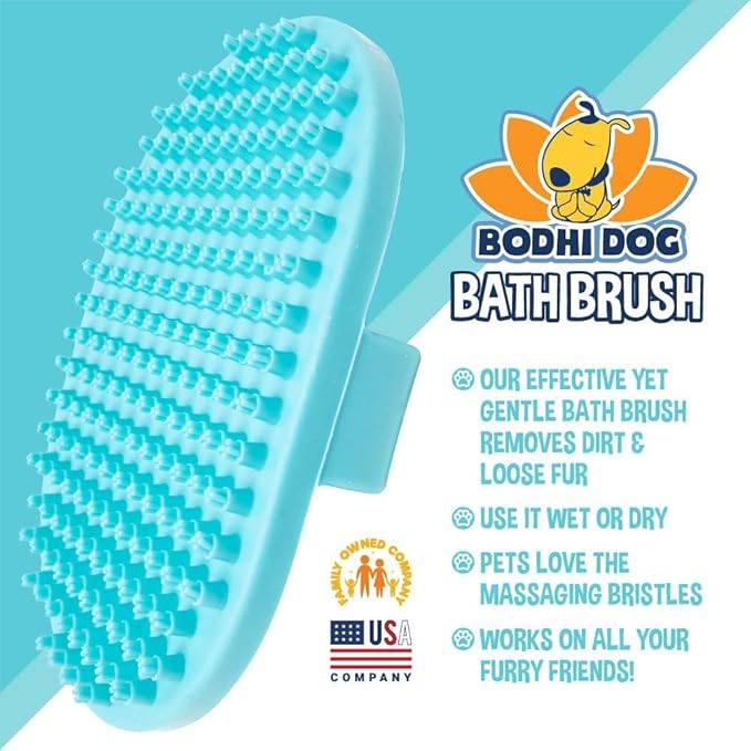 Bodhi Dog Shampoo Brush - Pet Grooming & Bath Supplies for Dogs and Cats - Bath Brush for Long & Short Hair - Premium Scrubber for Shower, Showerhead, Sprayer & Bathing (One Pack, Aqua)