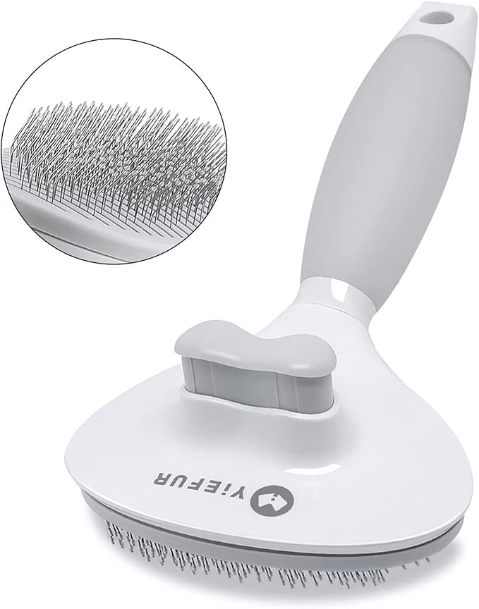 Cat Brush for Shedding, Self Cleaning Brush for Long & Short Hair Cats | Removes Loose Hair,Gentle Massage,For Indoor Cats,Reduces Shedding,Soft Rounded Tips,Ergonomic Silicone Handle,Easy Grooming