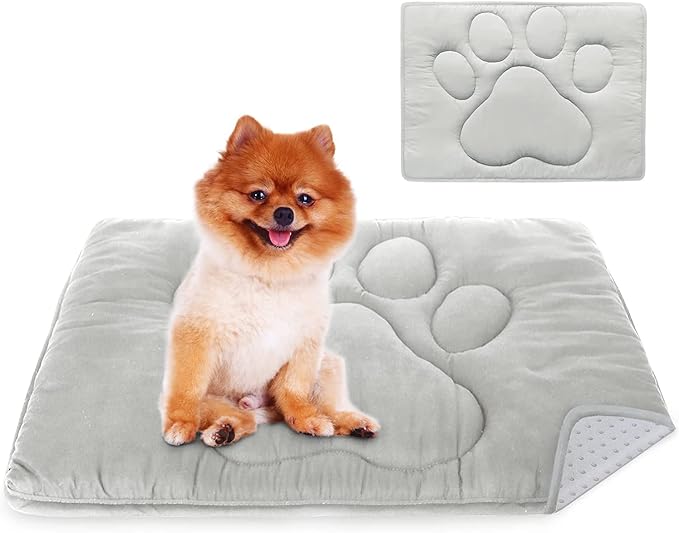 Dog Crate Pad(18"x 24") Washable Crate Mat with Anti-Slip Bottom | Dog Mats for Sleeping Breathable Crate Bed Kennel Pad,Dark Colored to Hide Stains, Grey