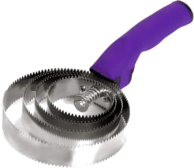 BOTH WINNERS Reversible Stainless Steel Curry Comb with Soft Touch Grip (Purple)