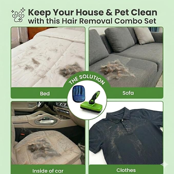 A Pet Self Cleaning Skin Friendly Brush and A Pet Hair Removal Glove