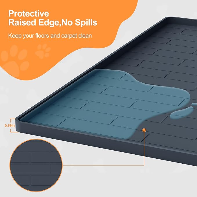 Pee Pad Tray Holder for Dogs,Non-Slip Silicone Dog Puppy Pad Holder,25 x 25 Square Puppy Potty Training Pads,No Spill Raised Lip High Edge,Portable, Leak-Proof Mat Trays for Indoor Floor Protection
