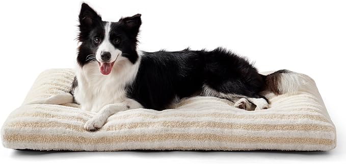 FURTIME Washable Dog Bed Large Sized Dogs, Deluxe Medium Dog Crate Beds | Comfy Fluffy Kennel Pad Anti-Slip Pet Sleeping Mat, Machine Washable Dogs Pillow, 35"x23"x3.5", White