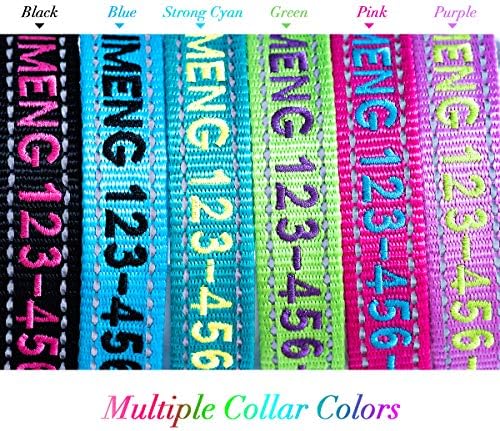 Personalized Dog Collar Adjustable Dog Collar Fadeproof Custom Embroidered with Pet Name and Phone Number, 11 Thread Color Options for Boy and Girl Dogs