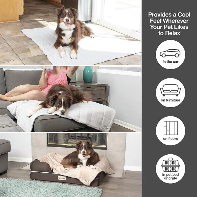 PetFusion Premium Cat and Dog Cooling Blanket. Lightweight Pet Blanket | Machine Washable | Multiple Sizes: for Pets Small to Extra-Large | Multiple Colors: Grey and Brown