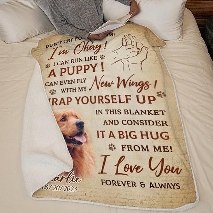 Pamaheart Custom Dog Face Blankets, Personalized Pet Photo Blanket, Fleece Dog Blankets, Customized Photo Throws, Dogs Dad Gifts, Pet Lover Gifts, Memorial Gift /22
