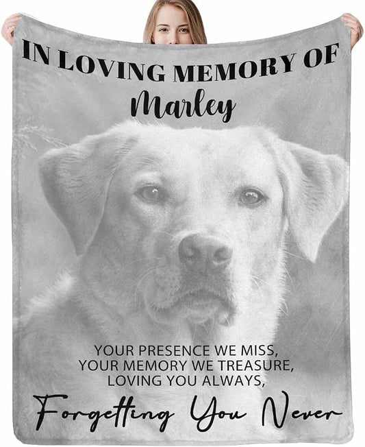 Artsadd Dog Memorial Gifts with Photo Name-Personalized Blanket with Photos and Name-in Loving Memory Gifts for Loved Ones Lost-Custom Remembrance Gifts Blankets for Pets Lover