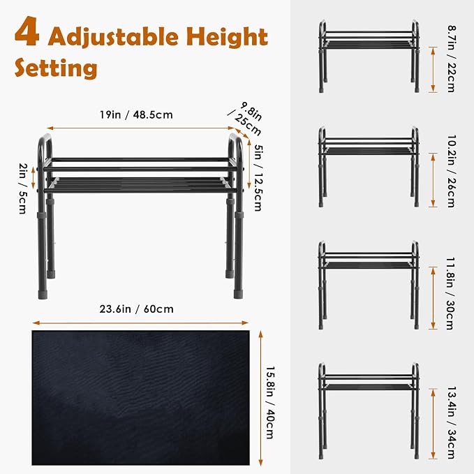 ADENGL Raised Dog Bowl Stand for XLarge & Large Dogs,Table Steel Frame Elevated Dog Bowls Stand with Mat,Non-Slip No Spill,Adjusts to 4 Heights 8.7-13.4", Holds 6-8.7" Diameter Bowl(Bowl Not Included)