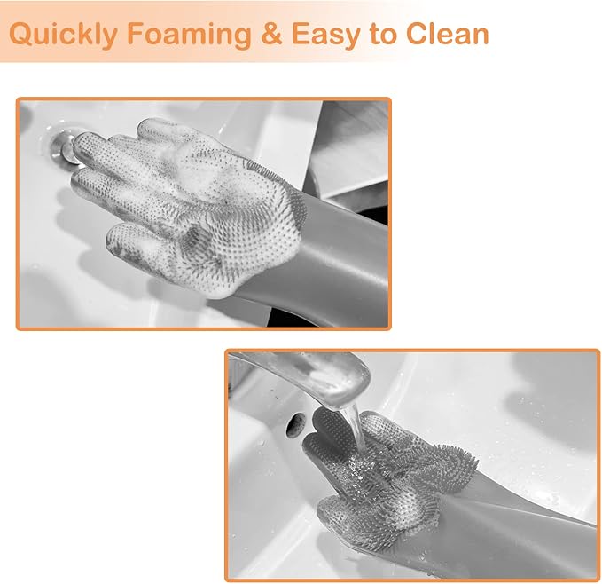 Silicone Pet Grooming Gloves Dog Washing Gloves for Bathing Massaging | 3,000 Soft Bristles, Non-slip & Extended Sleeves, Heat Resistant & Dishwasher Safe, For Cats and Dogs, Home/Car Cleaning