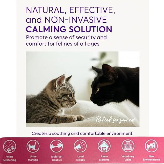 Cat Pheromones Calming Diffuser, 90-Day Cat Calming Diffuser - 1 Diffuser & 3 Refills Top Advantageous Kit Cat Calming Diffuser – Helps Reduce Scratching,Peeing,Hiding Urine,Marking Aggression