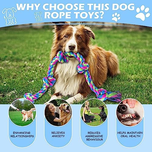 Aitmexcn Large Dog Rope Toys, 37 Inch 5 Knots for Aggressive Chewers