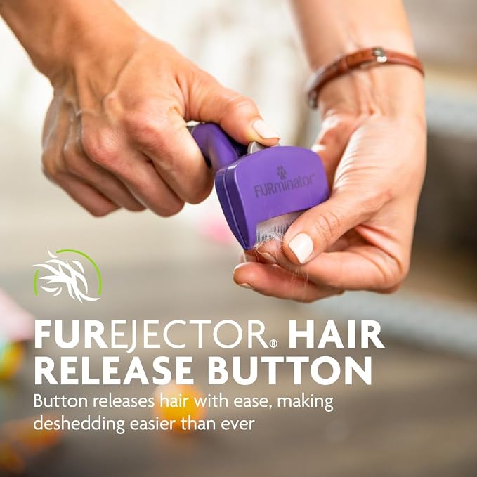FURminator Medium to Large Cat deShedding Tool for Short Hair | Reduces Loose Hair From Shedding, Easy Clean-Up, For Cats Over 10 lbs, Use Weekly, Ergonomic Handle For Comfort