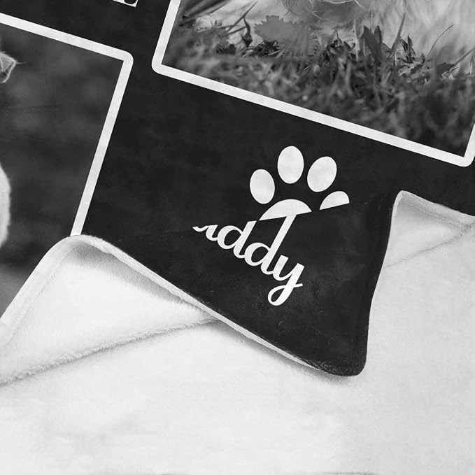 Artsadd Custom Memorial Blanket with Photos and Name-in Loving Memory Gifts Personalized for Loved Ones Lost-Remembrance Blankets for Dogs Cats Pets Lover-Black