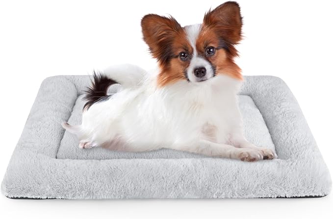 Dog Bed Mat Soft Crate Pad Washable Non-Slip Mattress for Large Medium Small Dogs and Cats Kennel Pad (23'' x 18'', Grey)