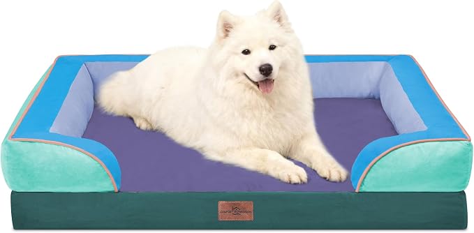 Comfort Expression Orthopedic Dog Beds for Large Sized Dog with Bolster | Waterproof Dog Couch Bed with Washable Cover & Non-Slip Bottom, Supportive Egg Crate Foam Large Pet Bed, 36x27 Inch