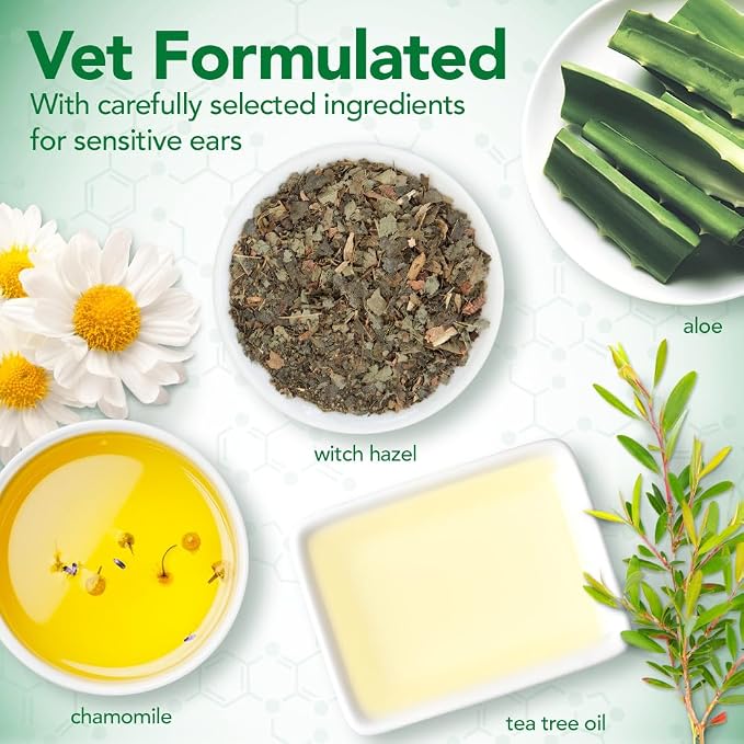 Vet's Best Dog Ear Cleaner Kit - Multi-Symptom Ear Relief - Wash & Dry Treatment - Alcohol-free | Ear Cleaning Kit, Wash & Dry Formula, Alcohol-Free Ear Care, Helps Remove Wax, Debris & Control Odors