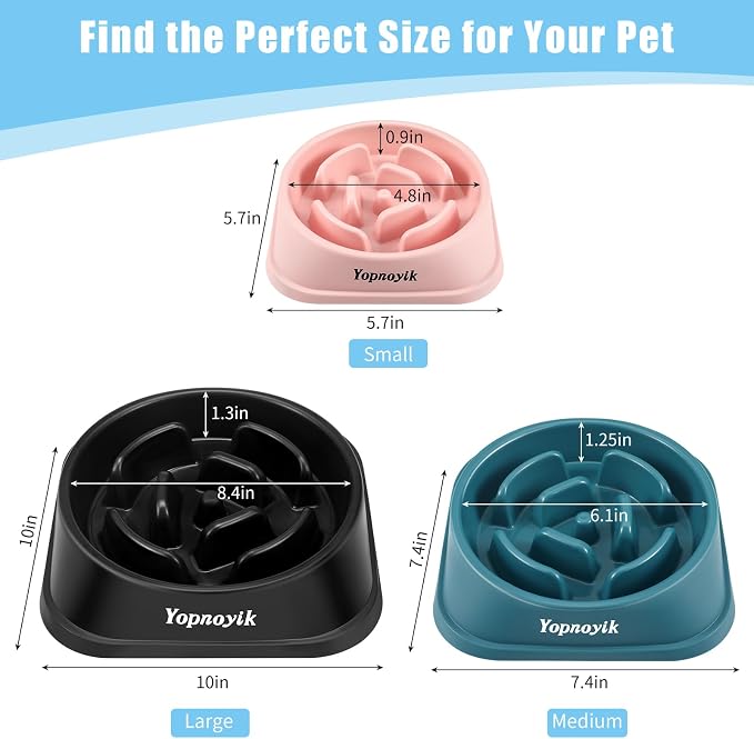 Slow Feeder Dog Bowls for Healthy Eating, Non-Slip and Anti-Choking Design, Reduces Bloating & Overeating for Medium Dogs and Cats, Easy to Clean