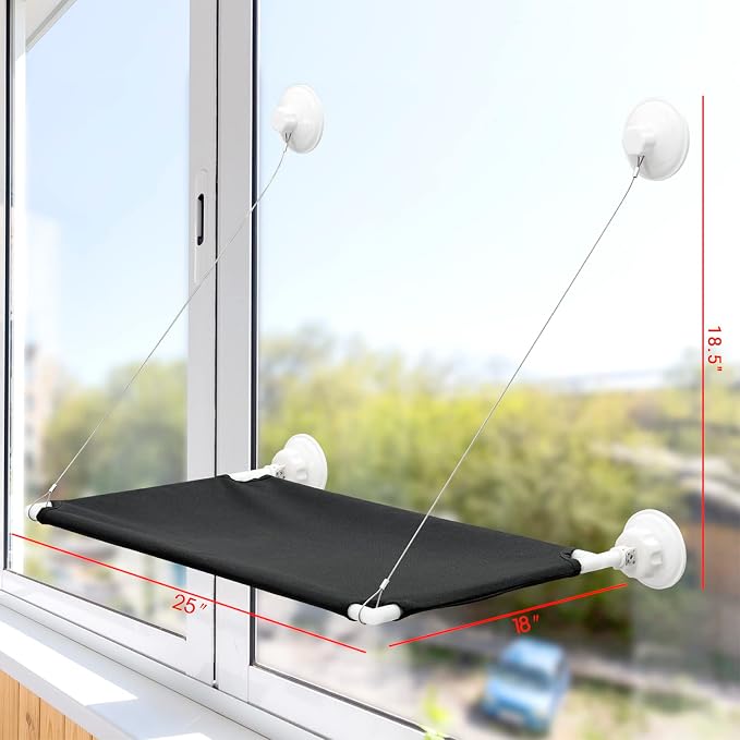 Cat Window Perch, Cat Window Hammock with Space Saving Design, Mounted by Powerful Screw Suction Cups, is Safety and Sturdy Bed for cat