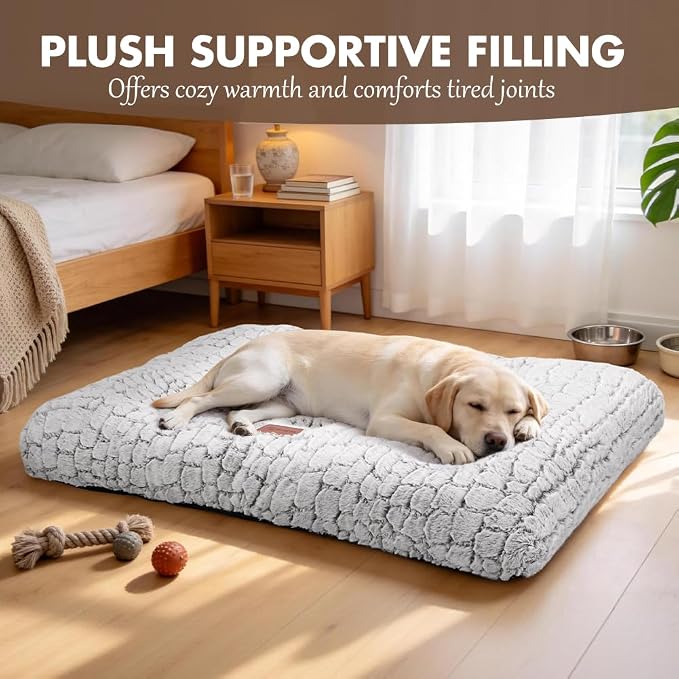 Plush Dog Bed Soft Crate Pad for Cat Fully Machine Washable Anti-Slip Mat for Kennel (X-Large)