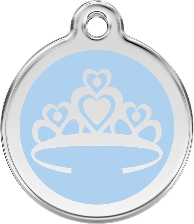 Red Dingo Personalized Crown Pet ID Dog Tag (Medium Light Blue)