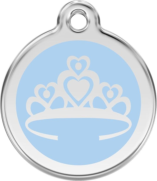 Red Dingo Personalized Crown Pet ID Dog Tag (Medium Light Blue)