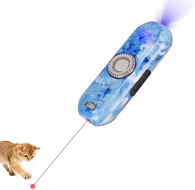 TBTeek Cat Toy, Finger Rotatable, 3 Modes, 5 Fun Patterns, Rechargeable, Portable Dog Cat Toy for Indoor Cats Chasing and Exercise