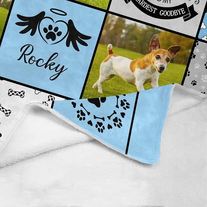 Artsadd Personalized Blanket with Picture in Memory of Dog Custom Photo Blanket Memorial Pet Loss Sympathy Gift