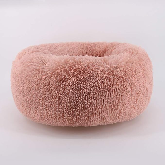 Modern Soft Plush Round Pet Bed for Cats or Small Dogs, Mini Medium Sized Dog Cat Bed Self Warming Autumn Winter Indoor Snooze Sleeping Cozy Kitty Teddy Kennel (24'' D x 8'' H, Pink)