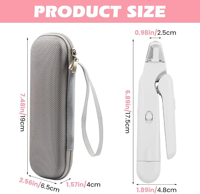 2-in-1 Dog Nail Grinder & Dog Nail Clippers Trimmers, Dogs Trimmer with LED Light + Splash Guard + Storage Case, Pet Claw Clippers for Dogs Cats, USB Rechargeable (White)