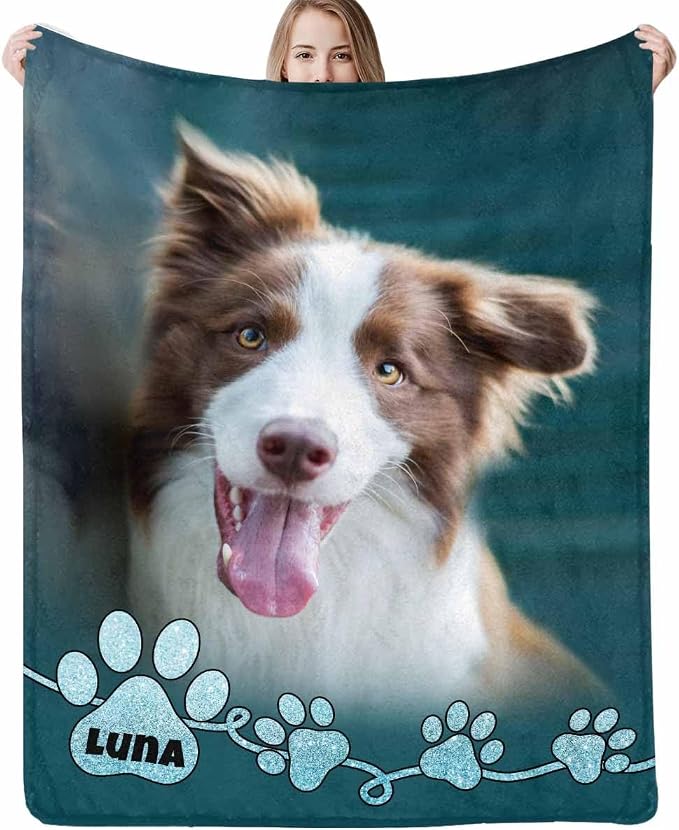 Artsadd Personalized Memorial Blanket with Pictures Pet Loss Sympathy Gift in Memory of Dog Cat Custom Photo Blanket