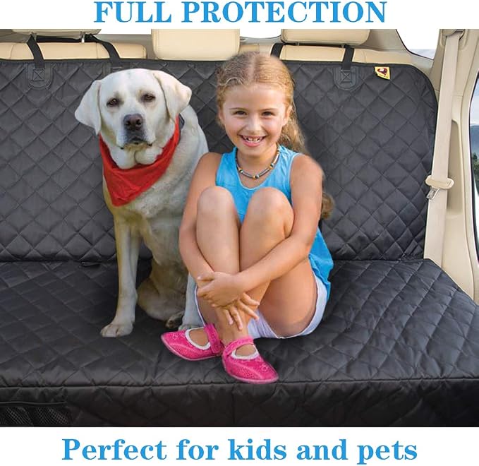 Bark Lover Deluxe More Durable Waterproof Backseat Protector, High Heat Resistant and Nonslip Back Seat Cover for Dogs Kids, Universal Size Fits Cars, Trucks, SUVs