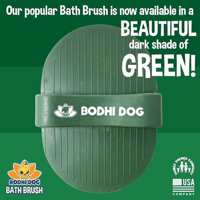Bodhi Dog Shampoo Brush - Pet Grooming & Bath Supplies for Dogs and Cats - Bath Brush for Long & Short Hair - Premium Scrubber for Shower, Showerhead, Sprayer & Bathing (One Pack, Dark Green)