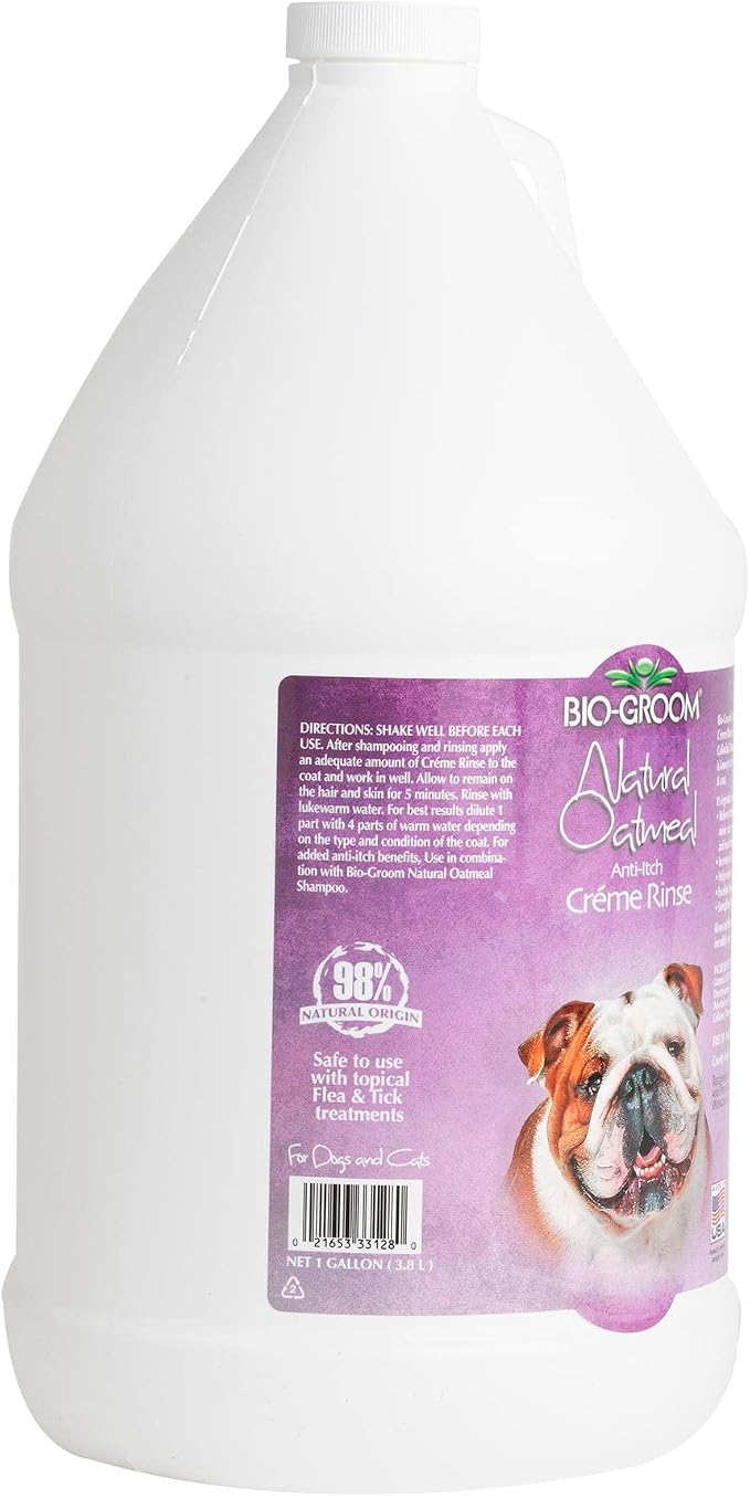 Bio-Groom Oatmeal Dog Conditioner, for Allergies and Itching, 1 Gallon | Cruelty-Free, Dog Bathing Supplies, Puppy Conditioner for Sensitive Skin, Made in USA, Anti-Itch Products