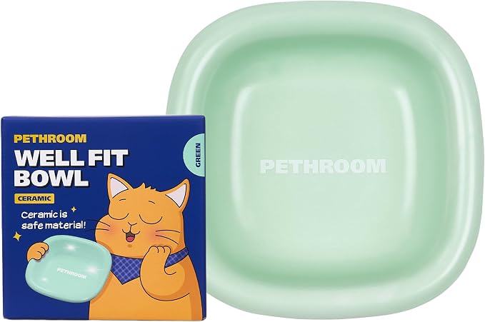 Well Fit Dog Bowl – Durable Ceramic Cat & Dog Food and Water Bowl, Stable & Non-Slip Silicone Base, Easy to Clean, 6.2 × 6.2 × 2.0 in, Green | Non-Slip Silicone Base, Easy to Clean, 6.2 × 6.2 × 2.0 in, Green