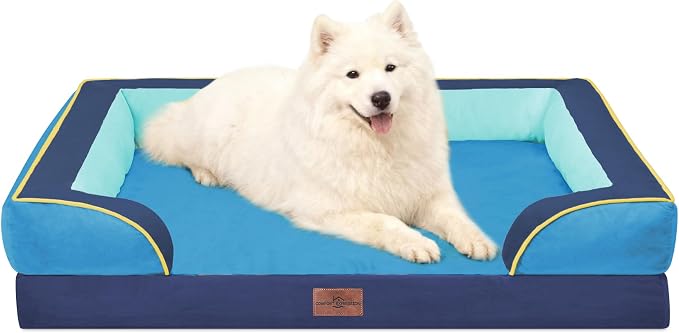Comfort Expression Orthopedic Dog Beds for Large Sized Dog with Bolster | Waterproof Dog Couch Bed with Washable Cover & Non-Slip Bottom, Supportive Egg Crate Foam Large Pet Bed, 36x27 Inch