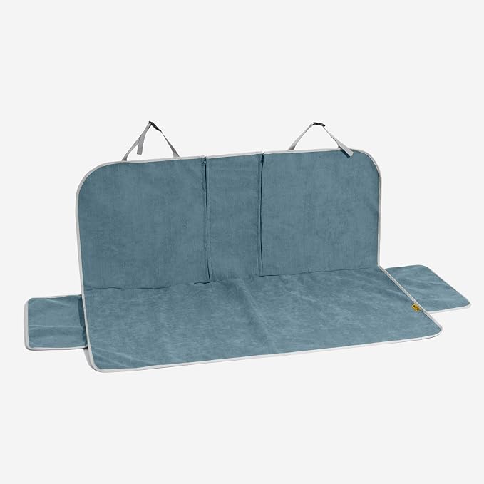 FUNNY FUZZY Dog Car Seat Cover for Back Seat, Back Seat Pet Cover for Dogs Waterproof, Scratchproof Dog Backseat Cover, Non-Slip Bench Car Seat Protector, Universal Fit Most Cars, SUVs, Trucks, Blue