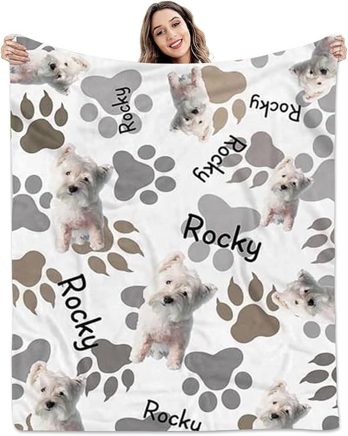Pamaheart Custom Dog Face Blankets, Personalized Pet Photo Blanket, Fleece Dog Blankets, Customized Photo Throws, Dogs Dad Gifts, Pet Lover Gifts, Memorial Gift /35