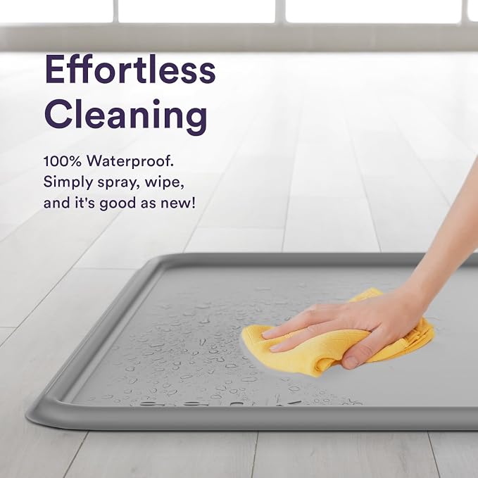 Dog Training Pad Silicone Tray - 35 x 28 in. No Spill Raised Lip High Edge Mat Holder, Extra Thick and Non-Slip for Indoor Floor Protection, Universal Fit Potty Training Pads (XL, Gray) | eenk