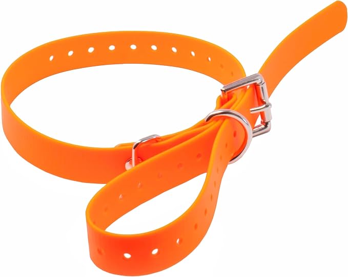 Educator Biothane Dog Collar, Waterproof, Odorproof, Metal Buckle and D Ring, Adjustable for Custom Fit, Cool and Comfortable, for Small, Medium, or Large Dogs, 3/4-Inch, Orange