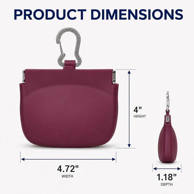 1 Cup Silicone Dog Treat Pouch, Dog Training Treat Bag, Burgundy | One-Hand Use, Auto-Closes, No Spills When Inverted, Carabiner Keeps Pouch Secure, Easy to Clean, Holds Dry or Wet Dog Food