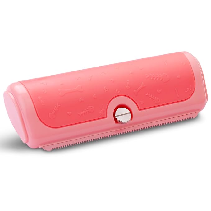 Cat and Dog Deshedding Brush for Shedding, Pink | For cats and dogs, short and medium coats, helps collect loose fur in multi-pet homes