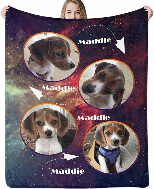 Custom Photo Blanket Best Memorial for Your Pets - Personalized Cozy Fleece Throws Blanket with Picture Upload for Dogs Cats Family Friends