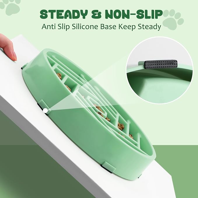 WHIPPY Slow Feeder Dog Bowl, Puzzle Maze Design to Slow Down Eating, 3-Cup Capacity, Anti-Gulping Food Bowl for Medium & Large Dogs,Mint Green