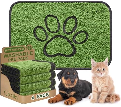 Qeils Reusable Dog Pee Pads, Washable Puppy Pads, Leak-Proof 24"x36" 4 Pack