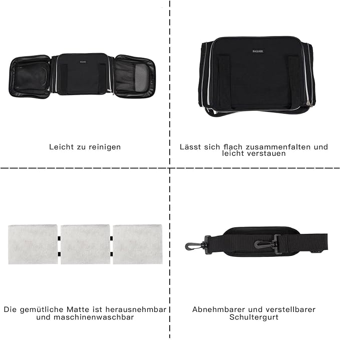 BAGLHER Expandable Cat Carrier with Travel Litter Box, Pet Travel 5 Sides Open Doors 3 Sides, Leak-Proof and Collapsible, for Car, Airplane Trip, Black