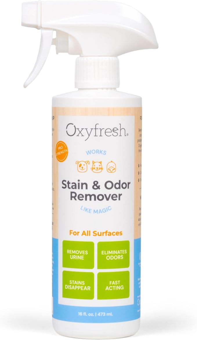 Oxyfresh Premium Strong Dog and Cat Stain Remover & Odor Eliminator | Extra Strong Odor Eliminator – Carpet Stain Remover for Cats & Dog Pee – Urine Destroyer – Removes Carpet Stains on First Try