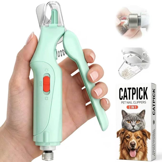 CATPICK 2-in-1 Cat Nail Clippers & Dog Nail Clippers Trimmers for Large Medium Small Dogs Cats Claw Trimmer Quick Sensor and Safety Guard USB Rechargeable with 2 LED Lights Dogs Nail Trimmer