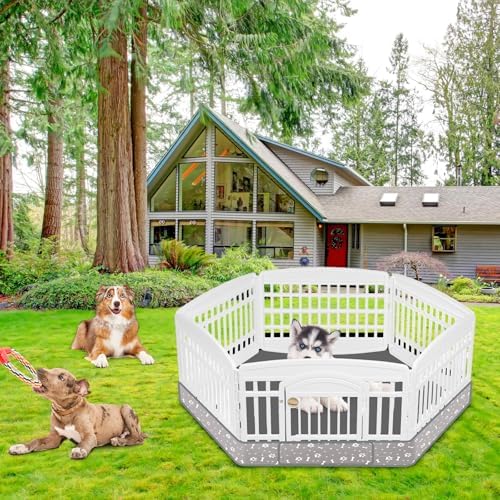 Marsui Dog Playpen Bottom Pad Fits for 36inch W and 24inch H 6 Panels Exercise Pet Dog Mat Puppy Crate Pad Reusable Washable Pet Training Pee Mat Hoop and Loop Design, Playpen Not Included (Gray)